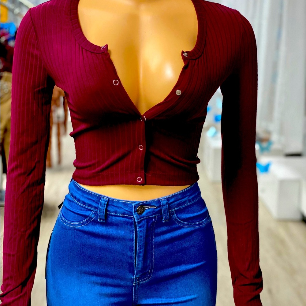 Long sleeve tight basic button up